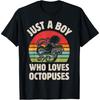 Octopus Just A Boy Who Loves Sea Animals Men Retro Vintage T-Shirt