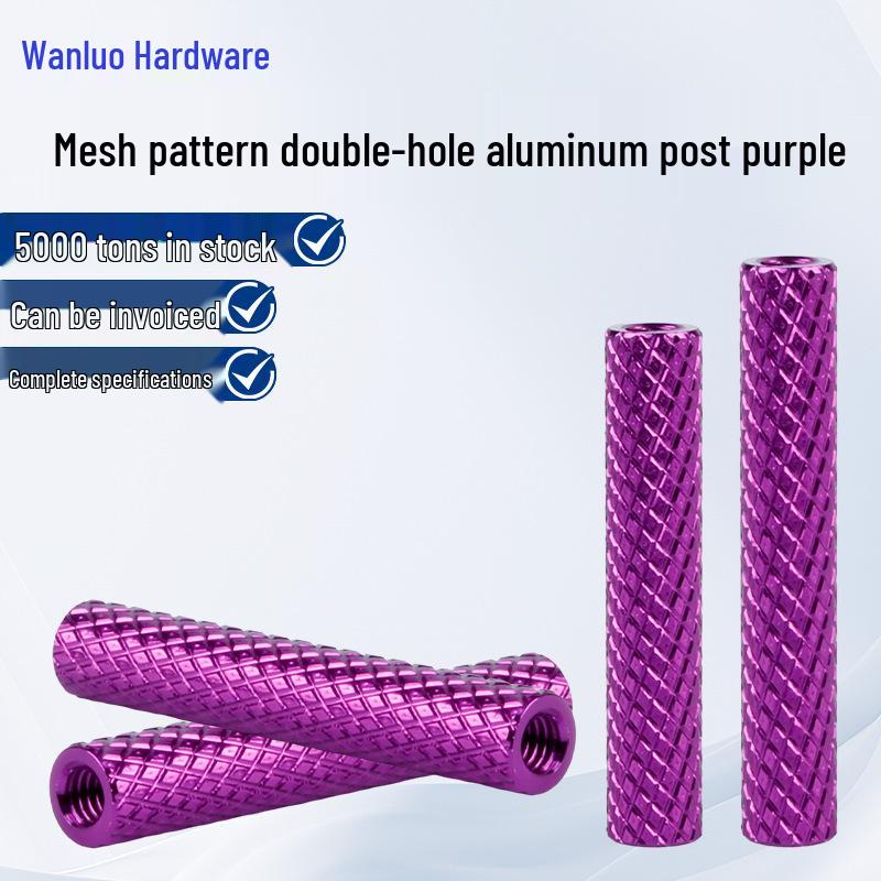 Aluminum Alloy Purple M3 Knurled Equipment Mounting Support Pillar M3*8 Purple