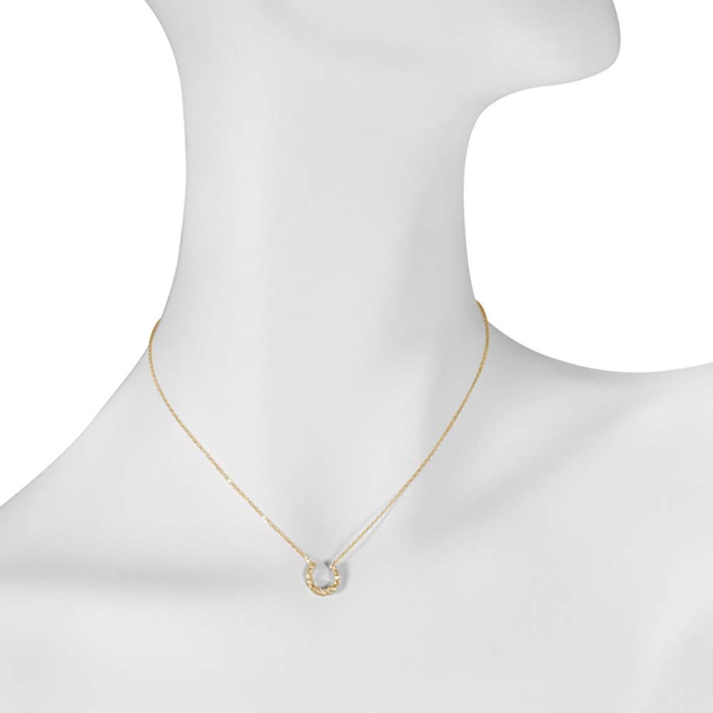 Kyocera Diamond Necklace in 18K Yellow Gold with a Carat Horseshoe Design 0.3