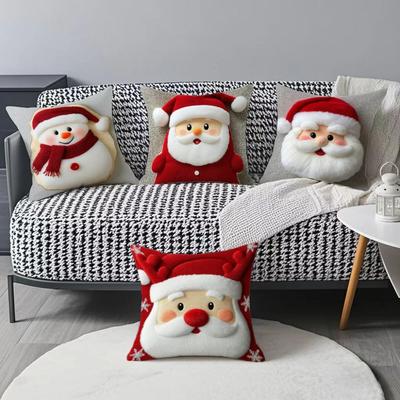 Cute 45×45cm Christmas Throw Pillow Cover Santa Claus 2D Printed Pillowcase Removable Soft Pillow Cover Home Decoration