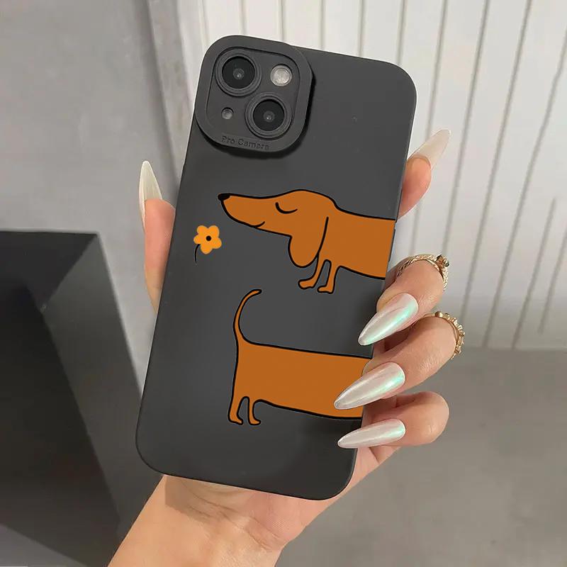Cute Sausage Dog Pattern Silicone Phone Case For iPhone 17 16 15 14 13 12 11 Pro Max 17 Air 16E XS X XR 7 8 Plus Soft Cover
