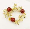 Vintage Red Agate & Fish Egg Beaded Bracelet - Handmade, Colorful, Versatile