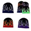 Punk Knitted Hat For Men With Flame Design And Letter Embellishments For Streetwear And Winter Warmth