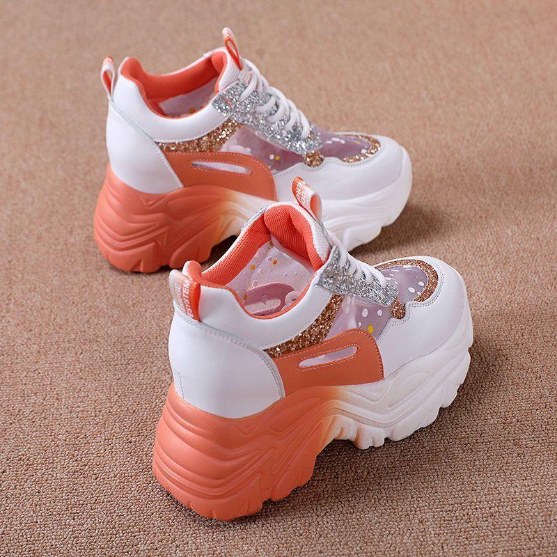 Fashion Women's Mesh Breathable Shoes Summer Sequins Blue Ladies Footwear High on Platform Offer New in Comfortable and Elegant Casual