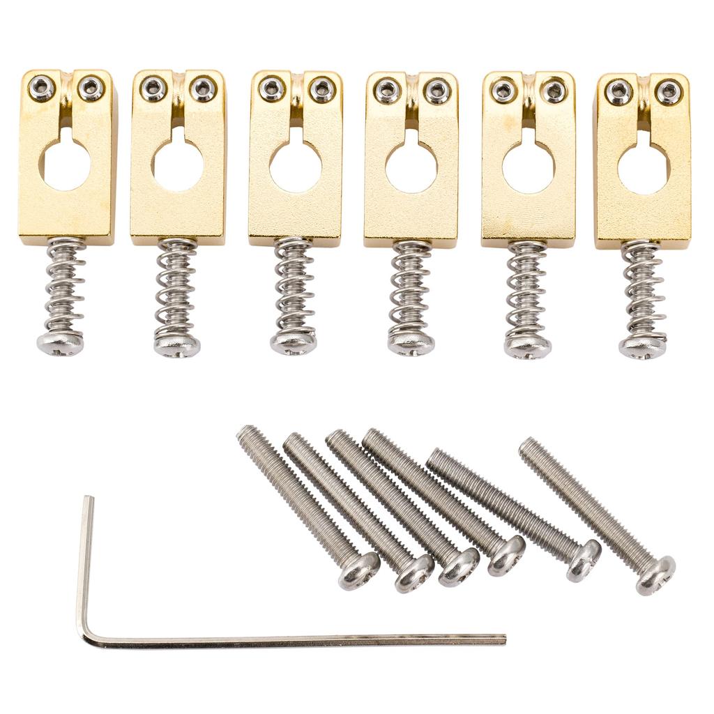 Musiclily Ultra Style Tremolo Bridge Saddles for Stratocaster Electric Gold of 10.5mm Guitars, (Set 6)