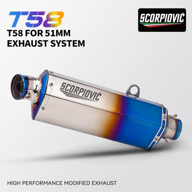 51mm Universal Motorcycle Exhaust Muffler With Db Killer For Er6n Z900 Z800 F800gs S1000rr R6 Z400 R3 R25 MT07 T58