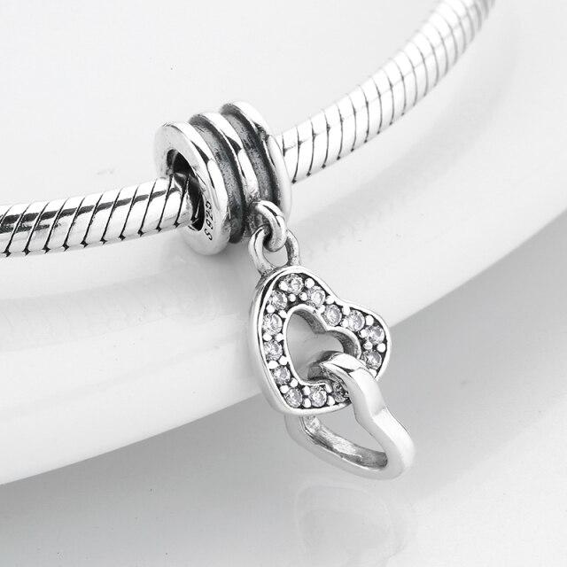 925 Sterling Silver Bead Openwork Sweet Hearts Crown Charms Beads Fit Jiuhao Bracelets Bangles Diy Womens Jewelry