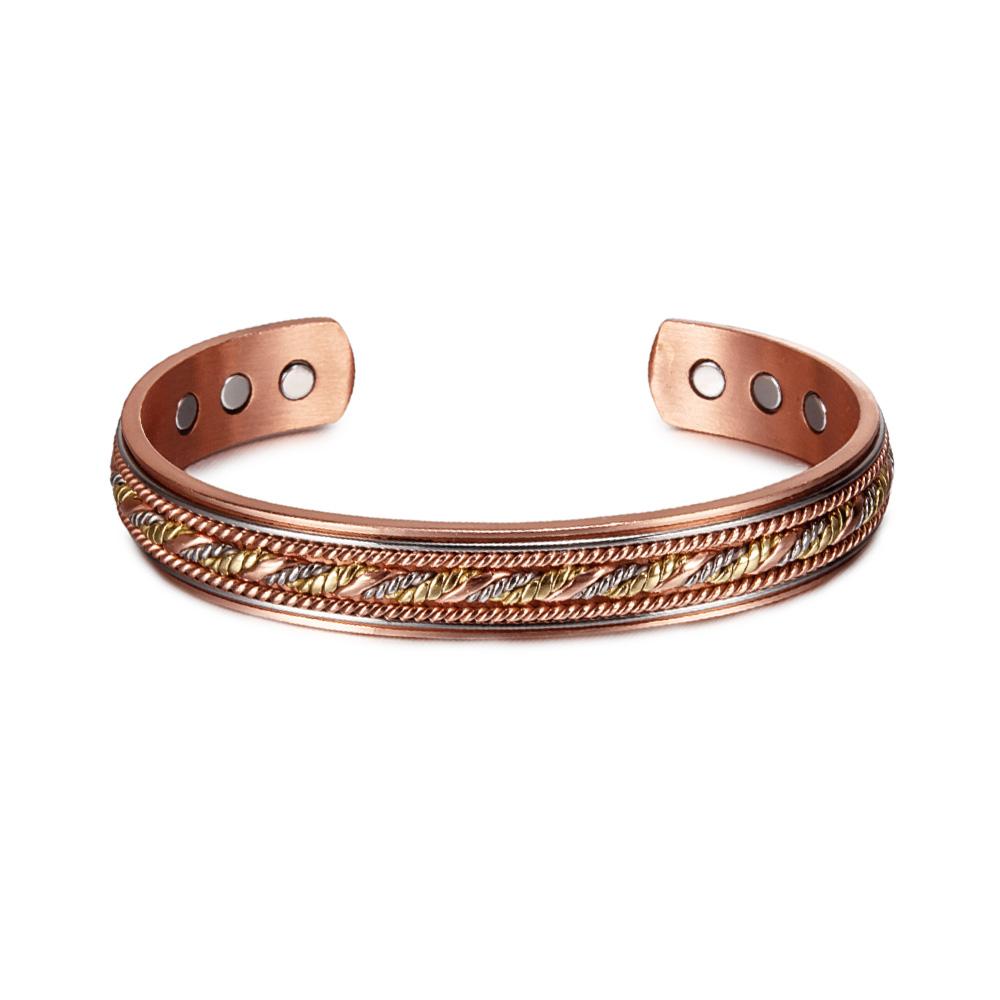 

Vinterly Pure Copper Bracelets Twisted Handmade Braided 12mm Adjustable Bangles Health Energy High Magnet Jewelry Resizable Cuff