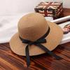 Retro bow straw hat simple and sweet versatile seaside vacation beach hat fashionable sunscreen straw hat