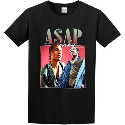ASAP-Rocky Rapper Hip Hop Pattern Cartoon Splash Ink Punk Classic T-Shirt Black