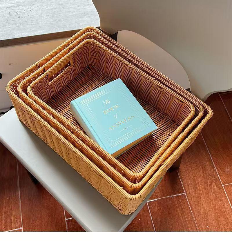 Japanese-Style Woven Rattan Storage Cabinet: Rectangular Organizer for Living Room, TV, Toys, Snacks