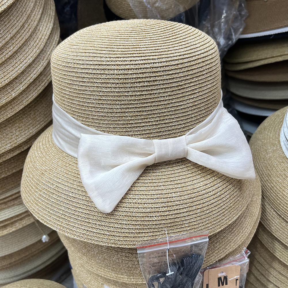 

Ретро абажур соломенная шляпа женская летняя вуаль бант маленький брим солнцезащитная шляпа тонкая солома пляжная солнцезащитная шляпа шляпа-ведро Adult adjustable