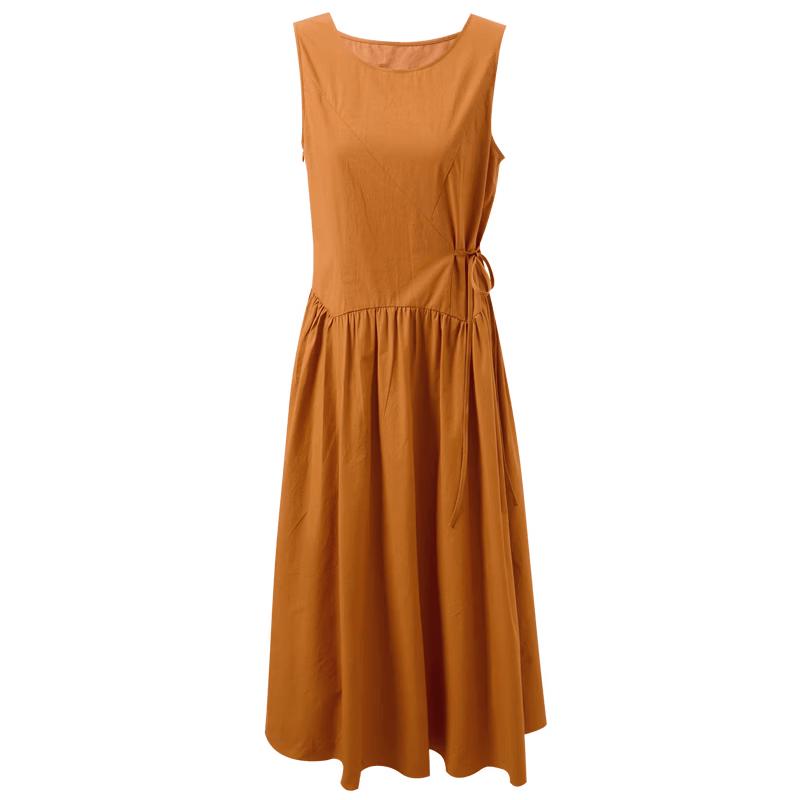 SanCai 2026 Summer French Style 100% Cotton Sleeveless A-Line Maxi Dress XL