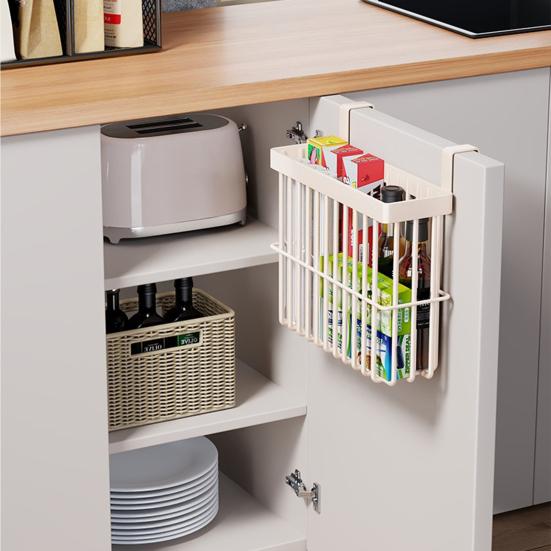 Basket Hanging Behind The Door Kitchen Cabinet Door Organizer Wall Mounted Self Adhesive Storage Basket