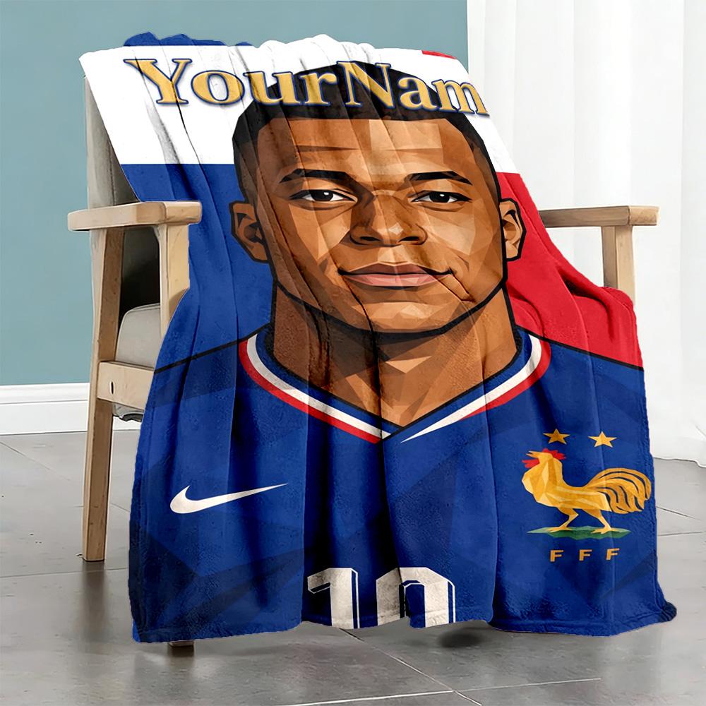 Mbappe 261 Personalisierte Namensdecke Überwurf Personalisierte Decke Langlebiger Komfort Vielseitig für Bettwäsche Strandnickerchen Bett Vier Jahreszeiten Mehrzweck