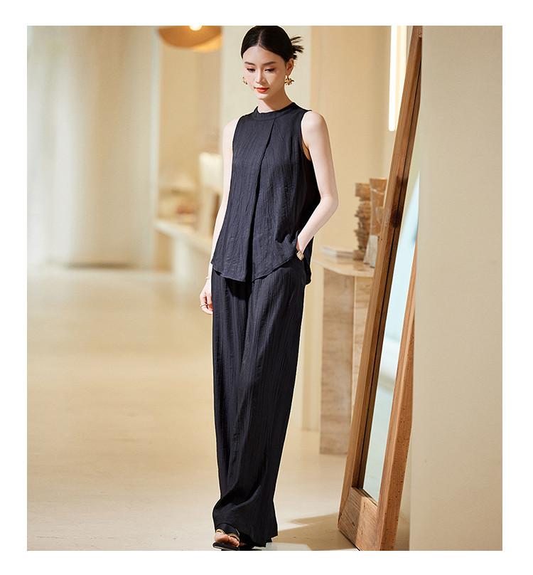 Advanced sleeveless vest, high waisted straight leg pants two-piece set, women's summer fashion temperament set