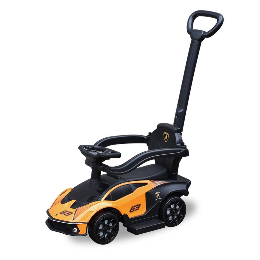 RiZKiZ Lamborghini Authorized Ride-On Toy Push Kick Essenza SCV12 Orange 2WAY Customizable Growth Anti-Tip Stopper Backrest Seat Opening Storage