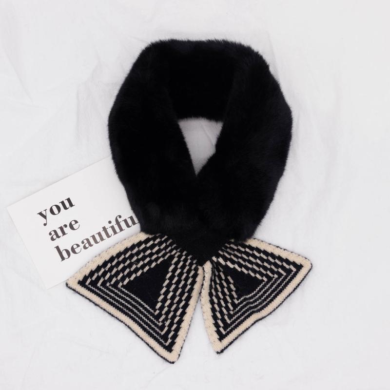 Winter Warm Solid Color Winter Neck Warmer Thicken Faux Rabbit Fur Plush Scarf Neck Warmer Cross Collar Scarf Cold Weather