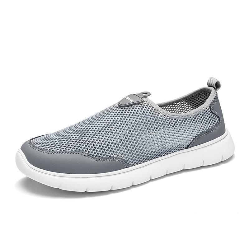

Large size men s shoes summer breathable mesh sports shoes men s foot casual shoes lazy one pedal mesh tide shoes 37 сірий колір