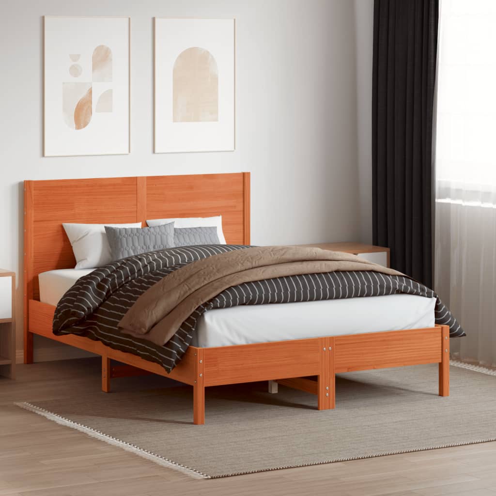 Headboard Wax Brown 160 Cm Solid Pine Wood