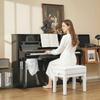 Piano Bench Stool, Storage, Adjustable Height, Hevea Wood, White