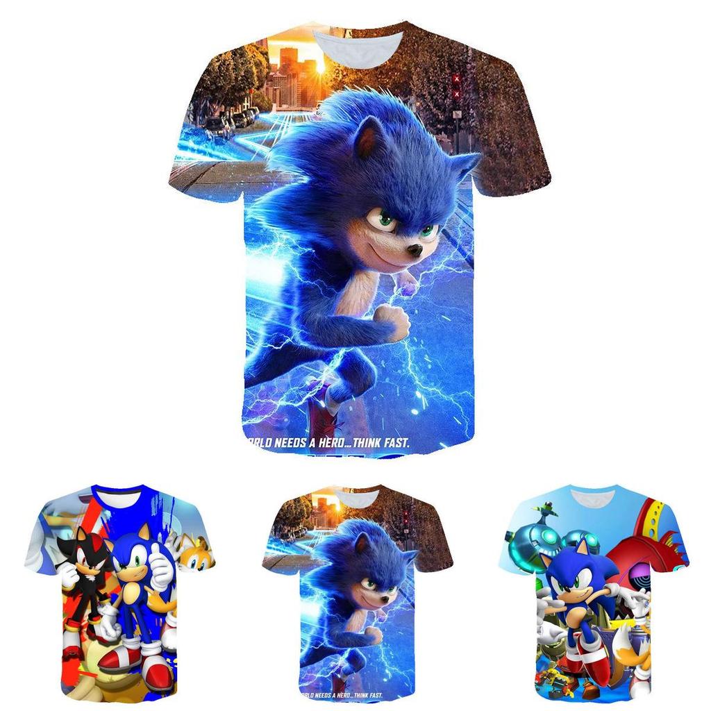 Stylisches Sonic The Hedgehog Kinder T-Shirt Mit Buntem Cartoon-Design Für Jungen Und Mädchen