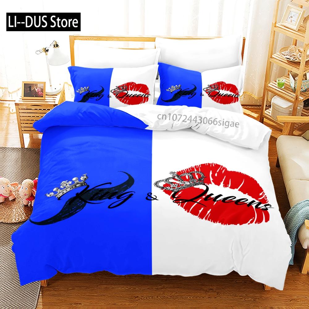 King Queen Lovers Bedding Set Single Twin Full Queen King Size Lover Oil Painting Bed Set Aldult Kid Kawaii Duvetcover 001