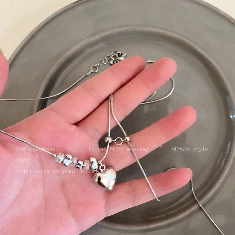 Princess on the run, super flash zircon butterfly double-layer pearl necklace, autumn and winter light luxury, niche gentle and advanced