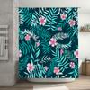 Beautiful Blue Floral Shower Curtain Waterproof Fabric for Bath Decor in Modern Bathroom Design with White Ceramic Tub Surroundi