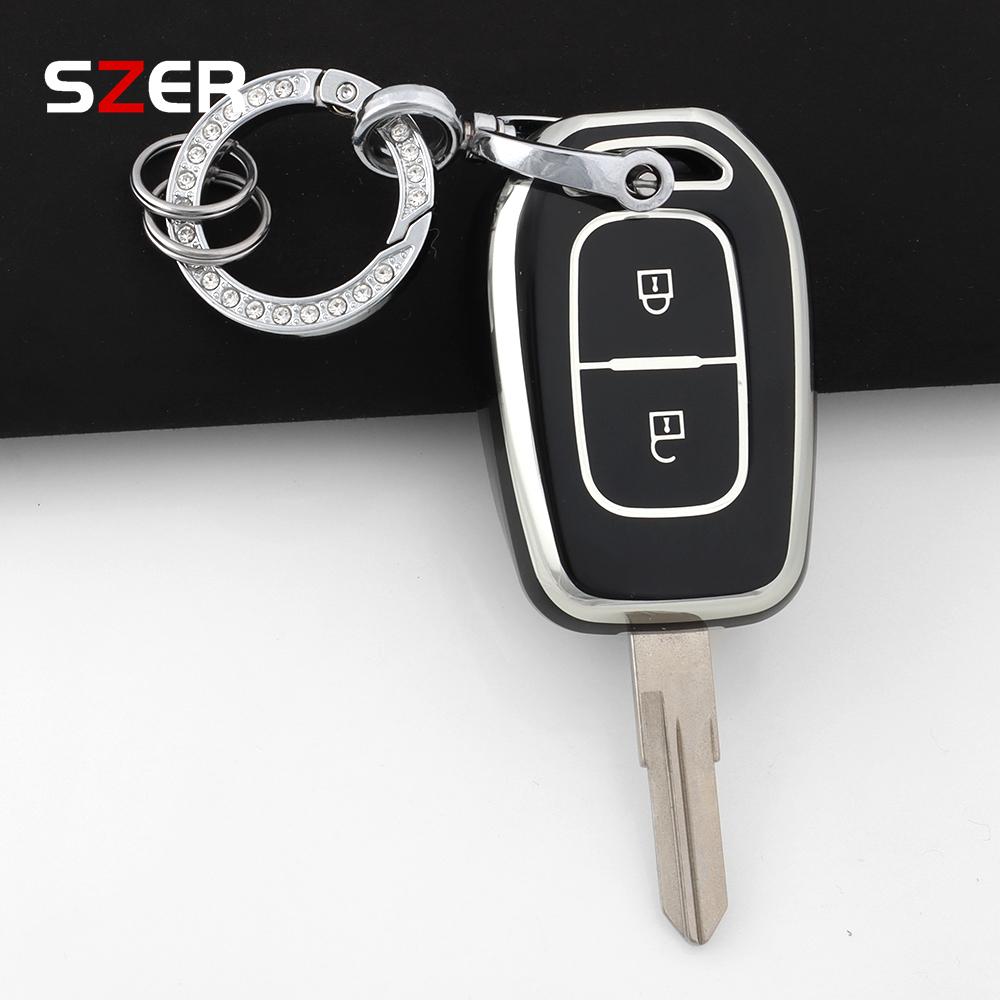 2 Buttons Tpu Key Case Cover Holder Keychain For Renault Duster Dokker Logan Stepway Clio 5 Ss2 For Dacia Sandero Stepway Logan