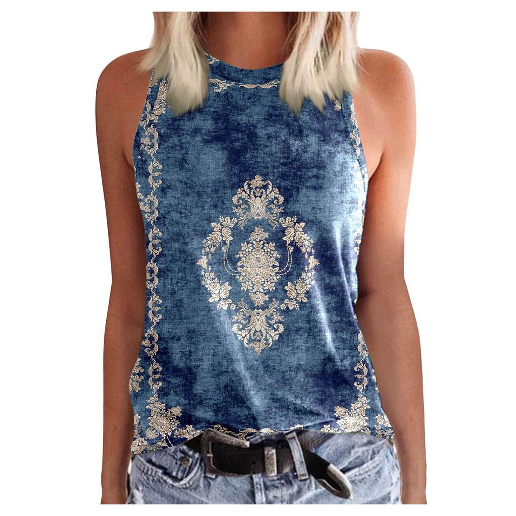 Women's Top Colorful Print Block  Top Stylish  Tank