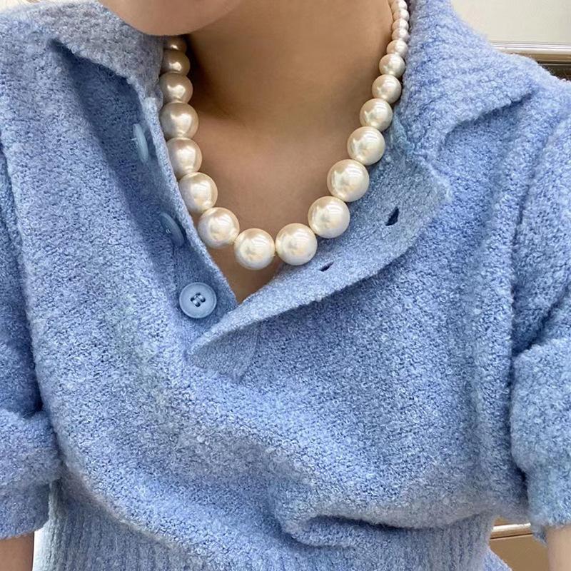 Diamantbesetzte künstliche Perle Doppelkreis Liebesohrringe Französische Retro-Steckohrringe Exquisite Ohrringe Damen