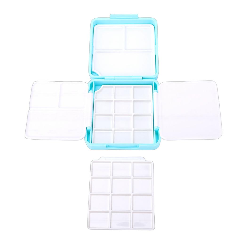 Watercolor Paint Set Travel Portable 24 Well Empty Mixing Tray with   Washing Bucket