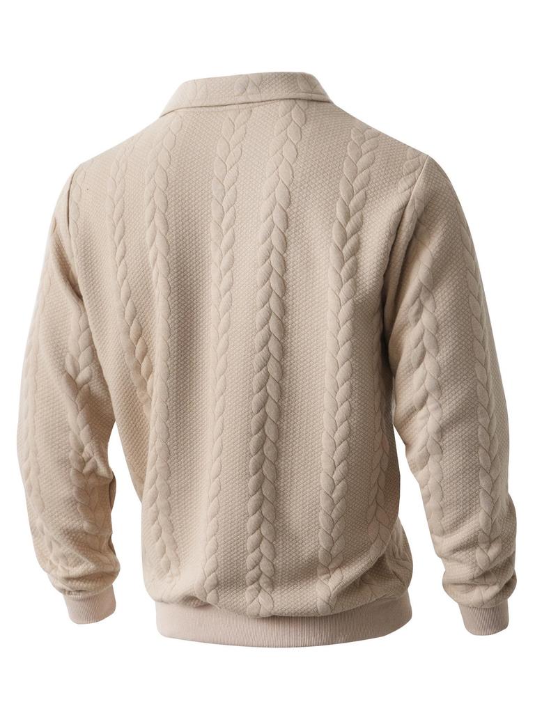 European Jacquard Knit Half-Zip Hoodie for Men - Autumn/Winter Casual Sportswear