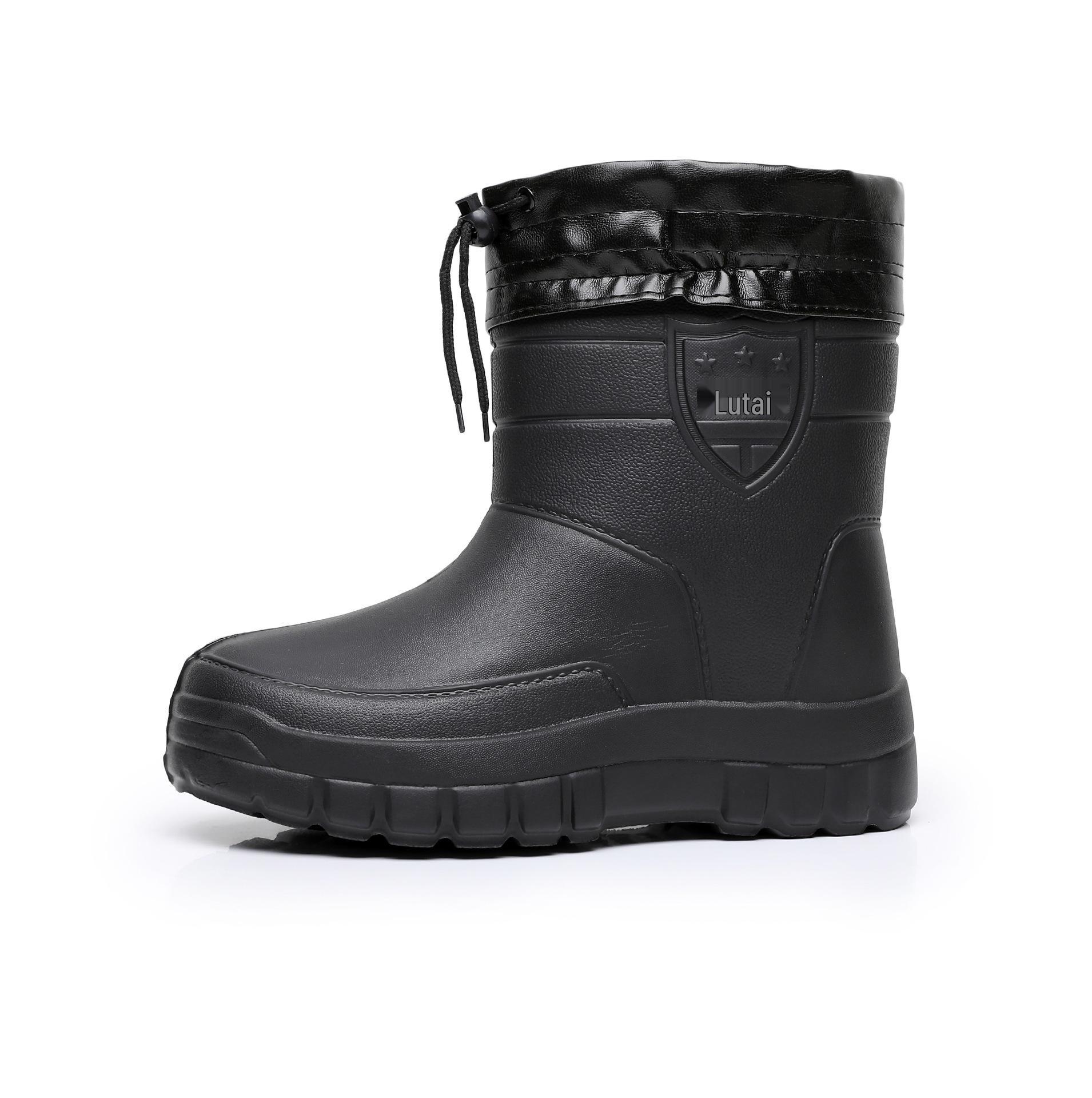 

Водонепроницаемые дождевые сапоги до середины икры на флисовой подкладке, теплые и утолщенные с кулиской для защиты от зимнего снега. Подходит для использования на открытом воздухе. 39 чёрный