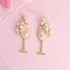 1Pair Cute Personalized Wine Glass Pearl Dripping Oil Women's Stud Earrings, Can Be Given To Girlfriends on Valentine's Day, Can Be Matched Daily