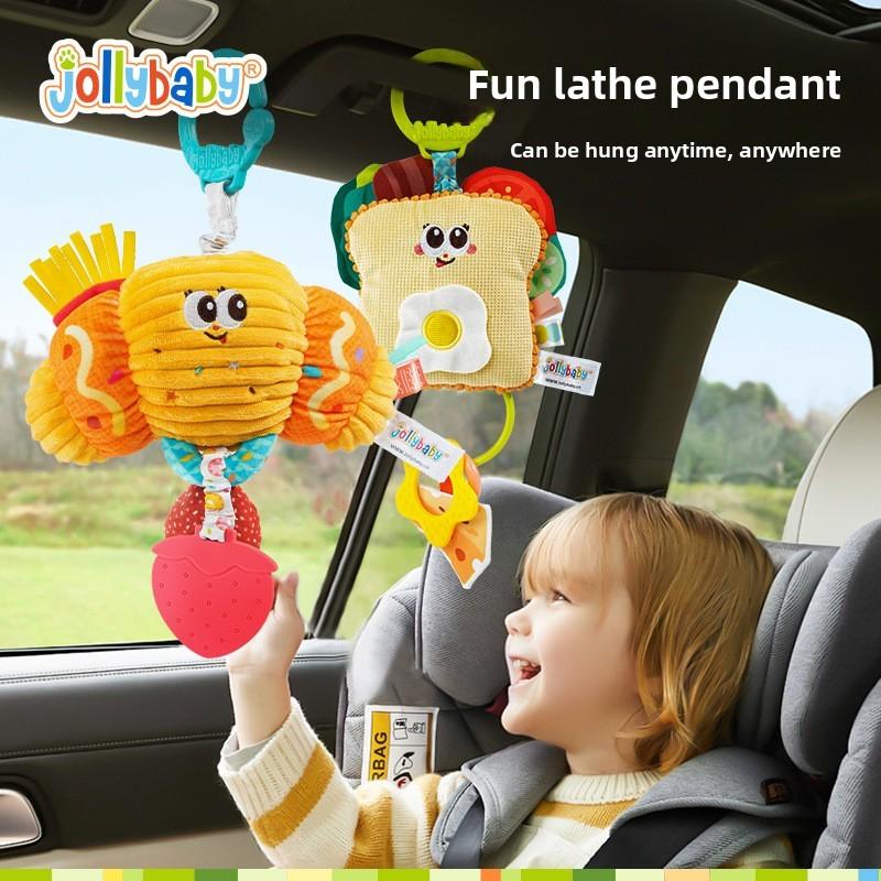 Plush Baby Car Seat Pendant With Rattle For Infant Sensory Development And Teething