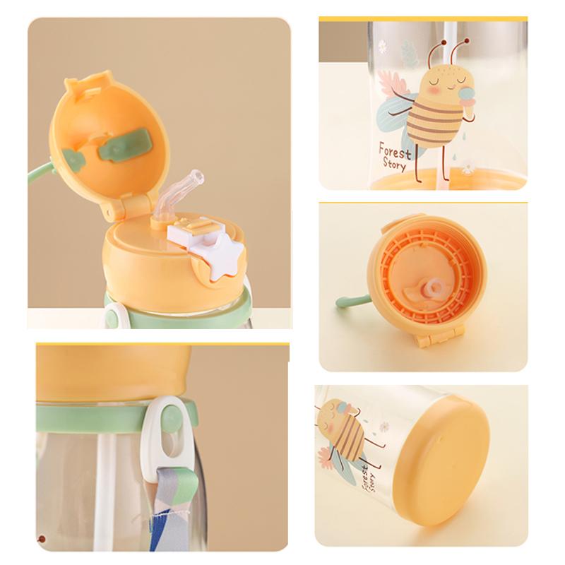 Kids Water Bottles With Straw Childrens Cup Leakproof Kids Water Sippy Cup Antler Creative Cartoon Baby Feeding Cups For Outdoor Use