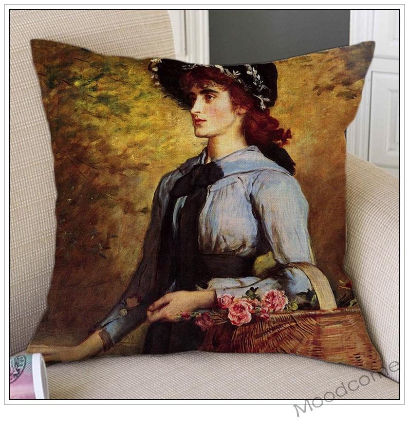 Famous Painting John Everett Millais The Blind Girl Ophelia Victoria Era Art Throw Pillow Case Pre-Raphaelite Sofa Cushion Cover