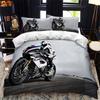 Luxury Bedding Set Motorcycle Fire Print Duvet Cover Set with Pillowcase Motocross Bedspread Boy's Bed Set
