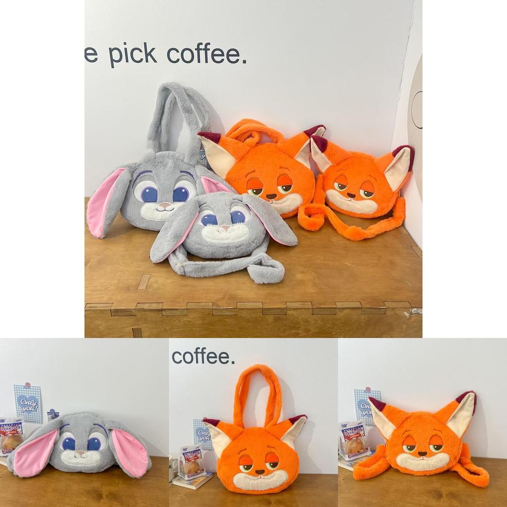 Zootopia Judy Hopps Nick Wilde Plush Bag With Inner Zipper Pocket For Casual Outings