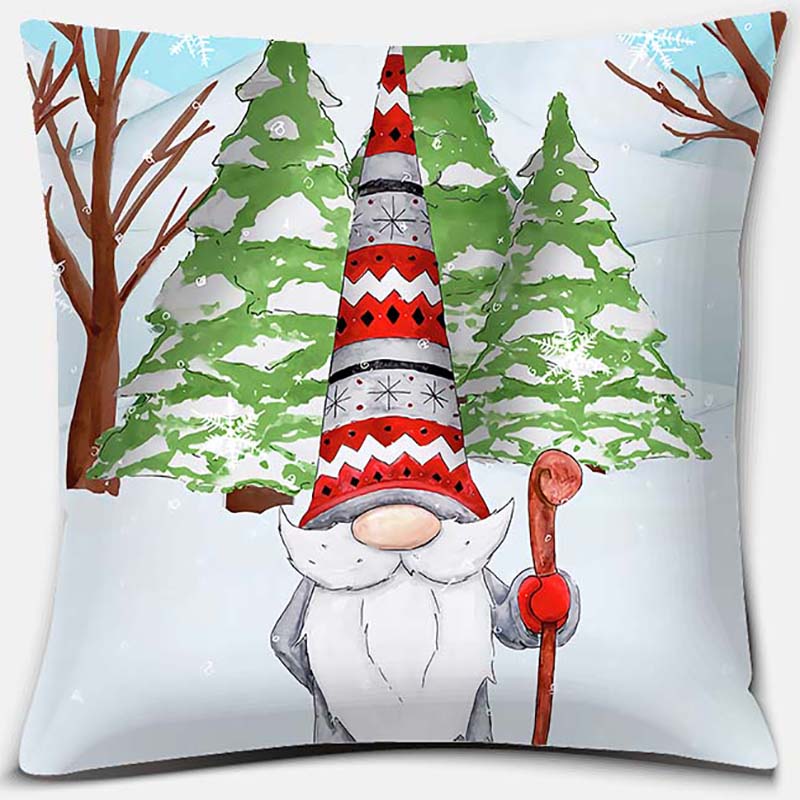 Santa Print Series Pattern Pillowcase Square Pillowcase Home Office Decoration Pillowcase