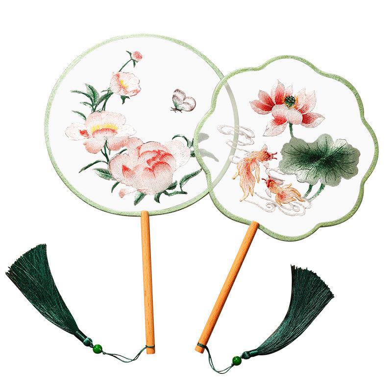 Ancient Style Chinese Embroidery Fan: Classical Hanfu Fairy Dance Accessory