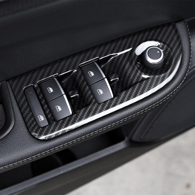LHD Carbon Fiber For Alfa Romeo Giulia 2017- ABS Chrome Window Lift Switch Button Frame Cover Trim Stickers Car Accessories