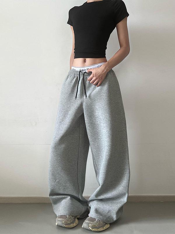 LKTM Unisex Grey Casual Wide-Leg Sweatpants