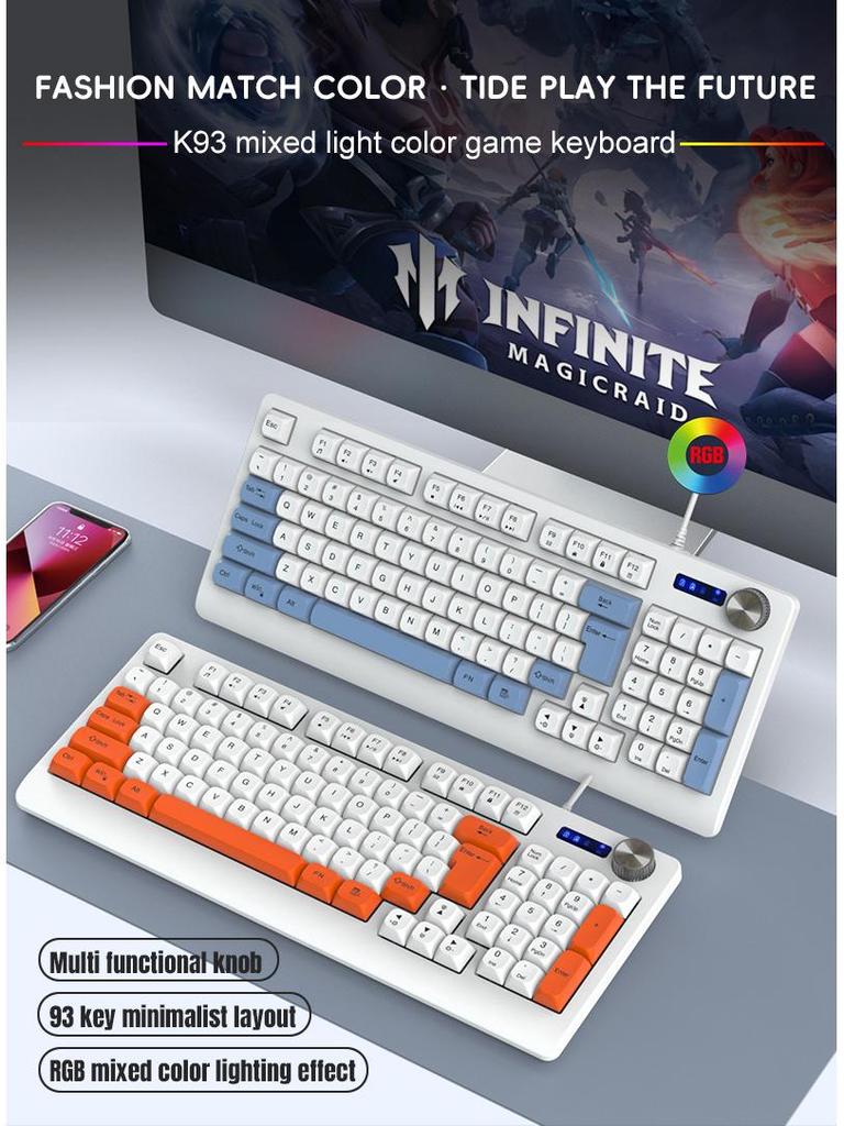 K93 Wired Gaming Keyboard - 93-Key RGB Mechanical Keyboard