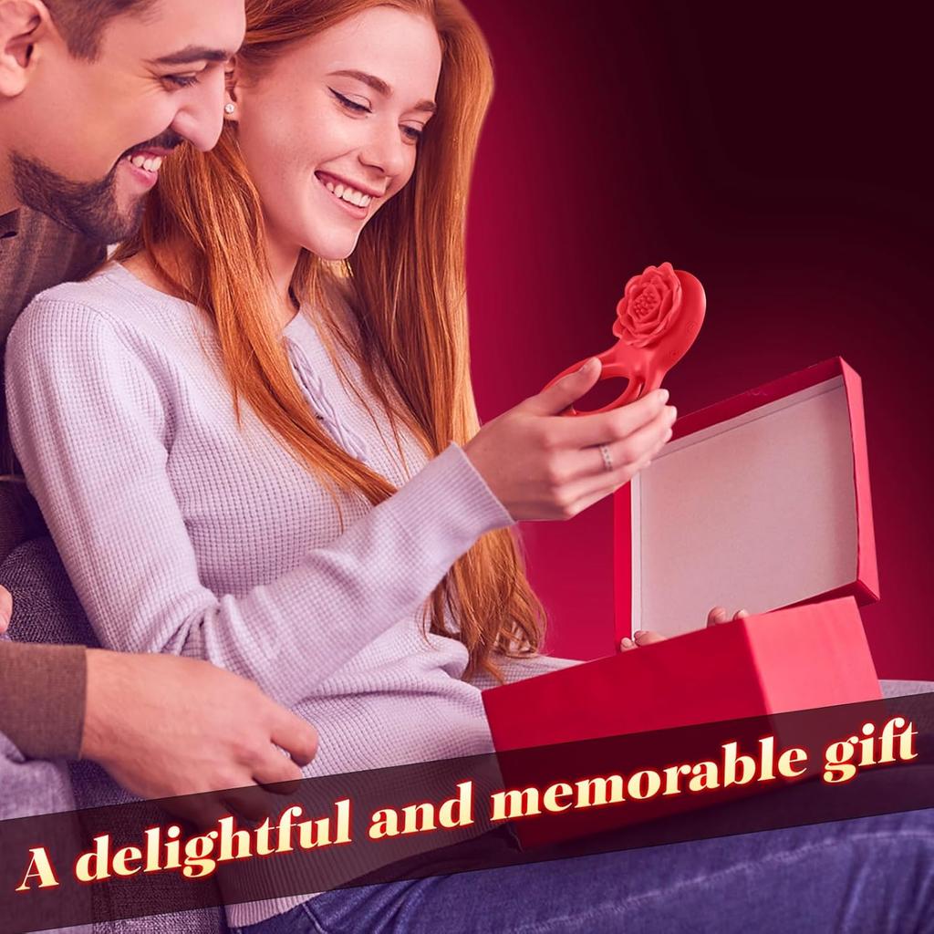 Rose Couples Vibrating Ring Vibrator Adult Toys for Men Women, 7 Modes Cockring Sexual Stimulation Long Lasting Stronger Male Rose Sex Toys