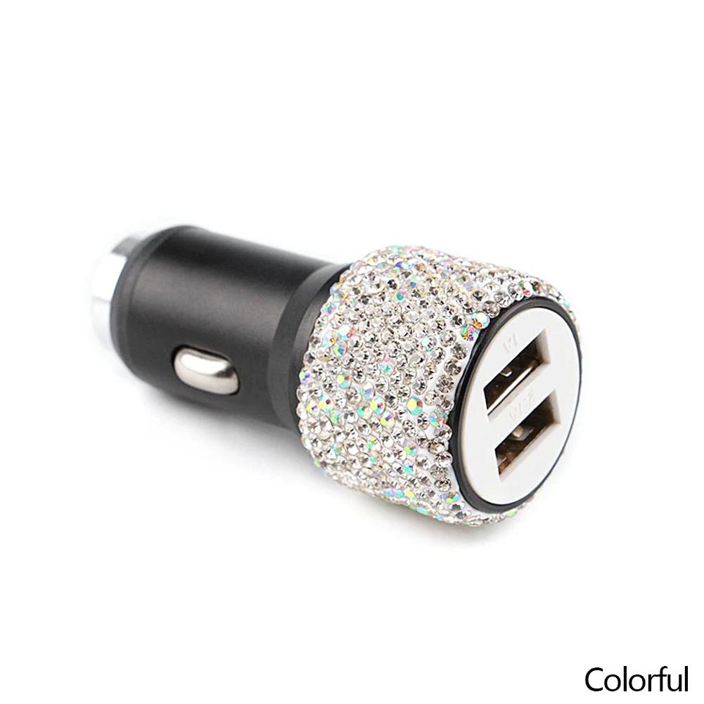Ładowarka Samochodowa Wysadzana Diamentami Ładowarka Młotek Bezpieczeństwa do Telefonu Samochodowego Podwójne USB Szybkie Ładowanie Diamentowa Ładowarka do Telefonu Samochodowego Ze Stopu Aluminium