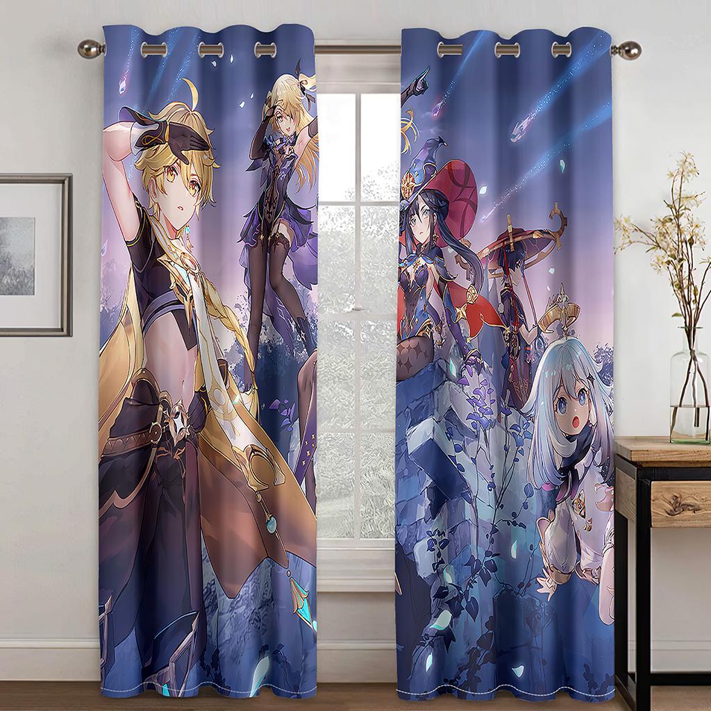 Children's Favorite Cartoon Anime Games Character Curtains 2 Panel Living Room Bedroom Balcony Den Kids Room Decor Curtains