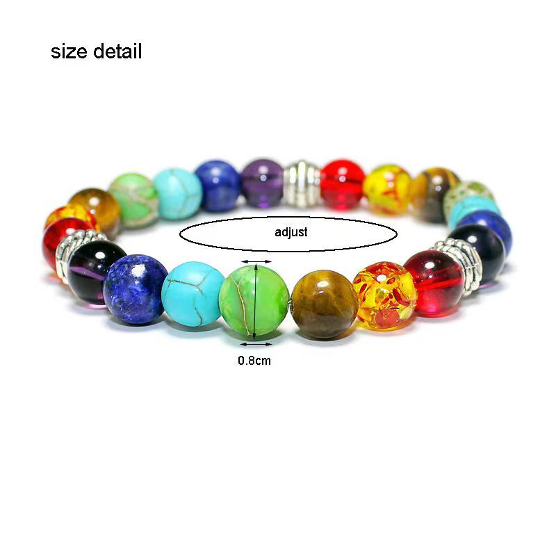 Colorful 8mm Energy Beaded Bracelet with Agate  Tiger Eye for Yoga - Unisex 8mm